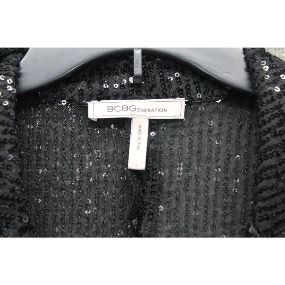 BCBGeneration Mesh Sequin Top Size Medium Black Semi Sheer - Picture 4 of 6